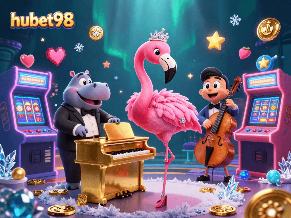Experience the vibrant casino atmosphere of hubet98 with engaging characters and dynamic gaming elements.