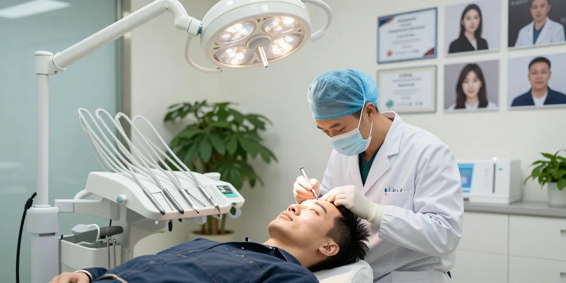 Hair transplant turkey cost discussion in a professional clinic setting highlighting patient care and surgical precision.