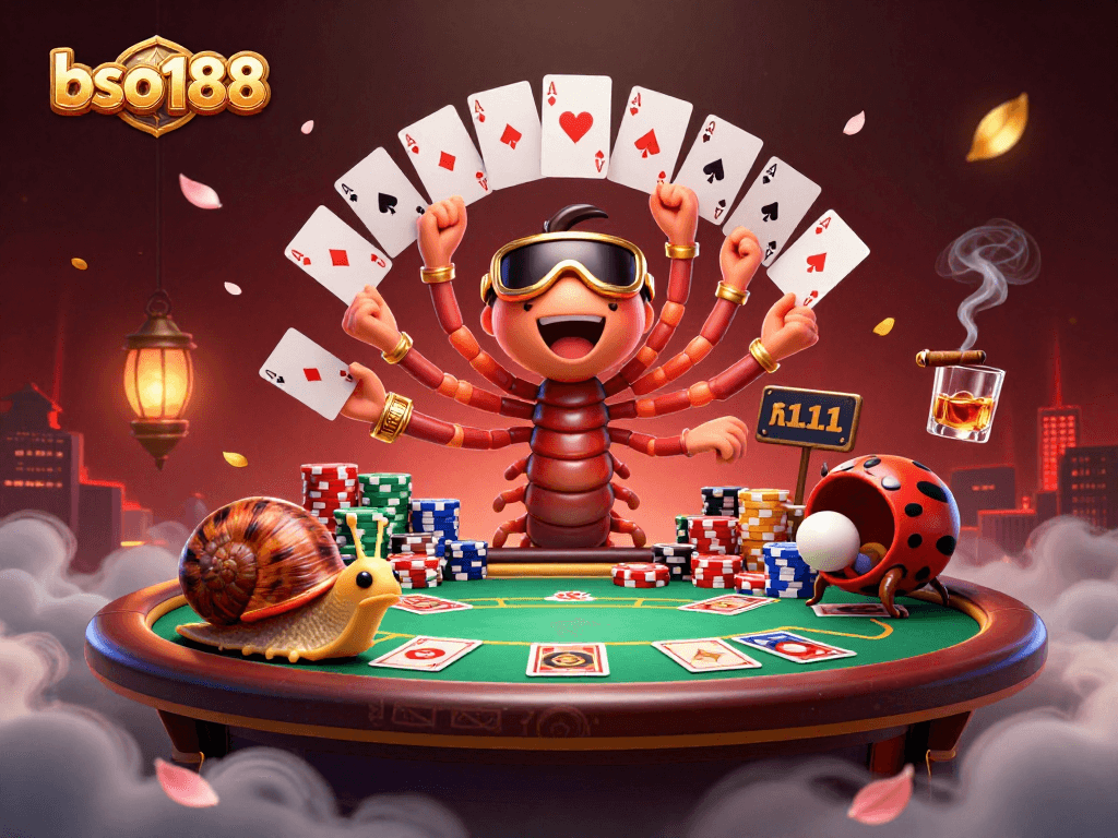 Engage in thrilling gameplay at bso188 with a lively casino scene featuring colorful poker actions.