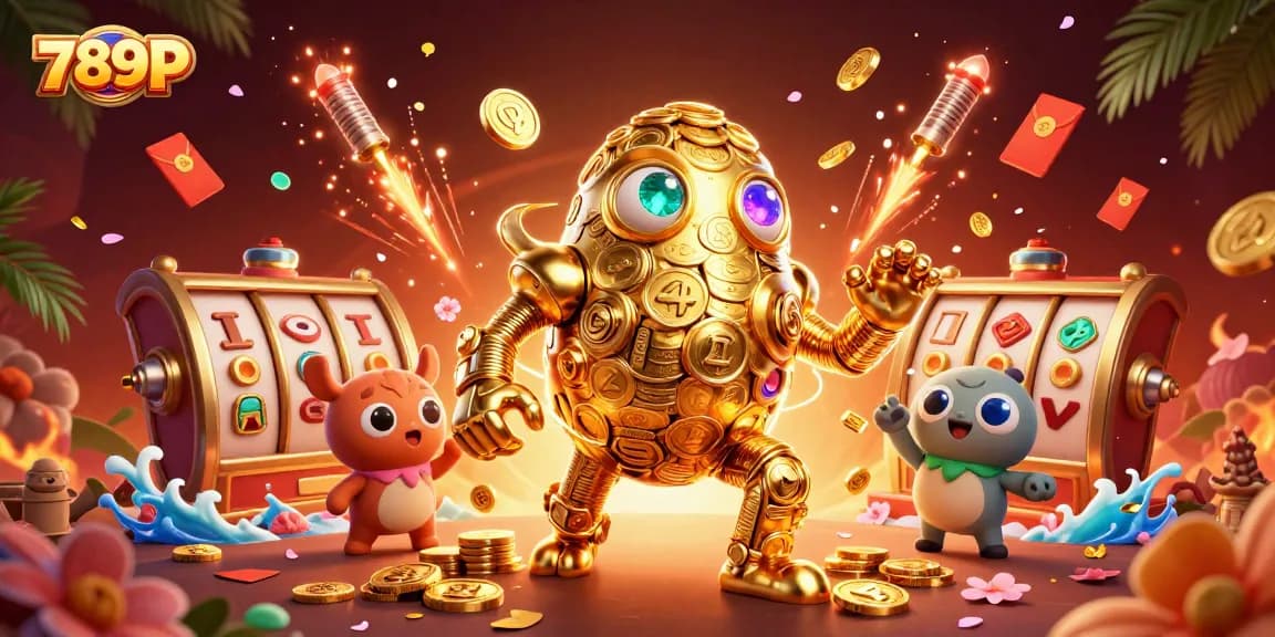 Spin the reels at 789P with a golden golem and festive elements enhancing the excitement.