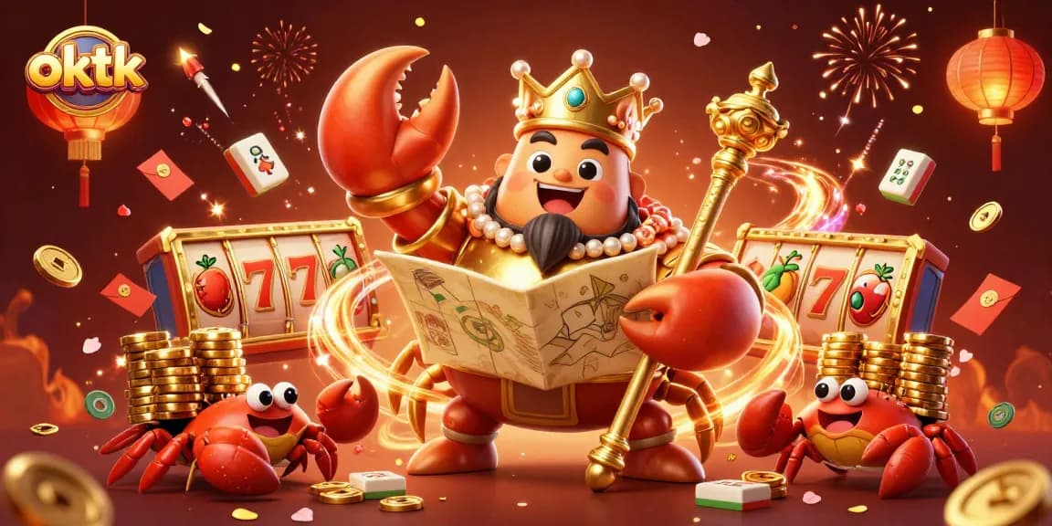 Experience the excitement of oktk with a vibrant casino scene filled with animated characters and symbols.