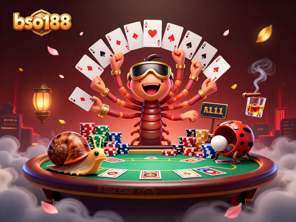Engage in thrilling gameplay at bso188 with a lively casino scene featuring colorful poker actions.
