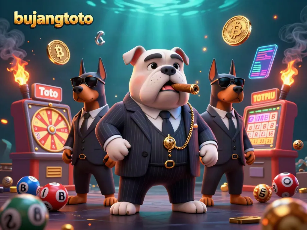 Experience thrilling Toto Togel Macau Online gameplay with bujangtoto, featuring a mafia boss bulldog and his bodyguards amidst lottery excitement.
