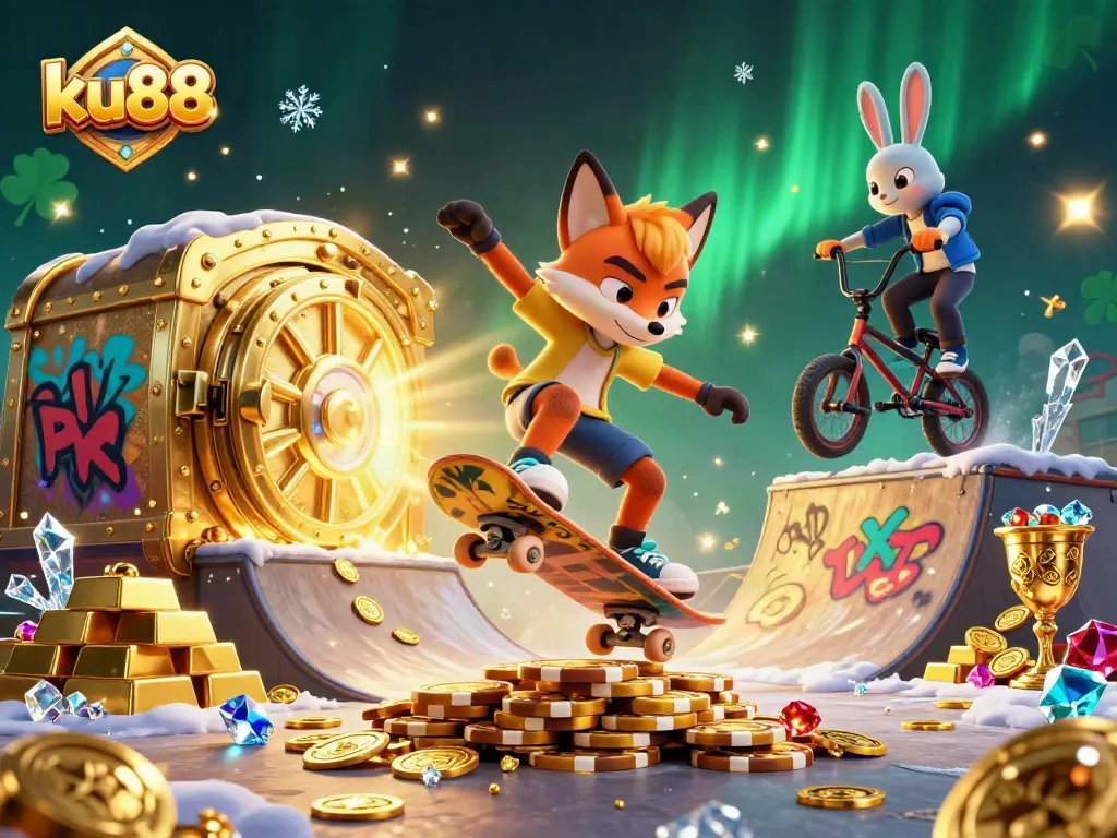 Experience thrilling actions at ku88 with dynamic casino-themed characters showcasing vibrant gameplay.