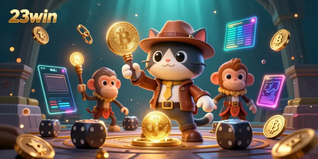 Experience thrilling adventures with 23win as a cat archaeologist discovers casino artifacts.