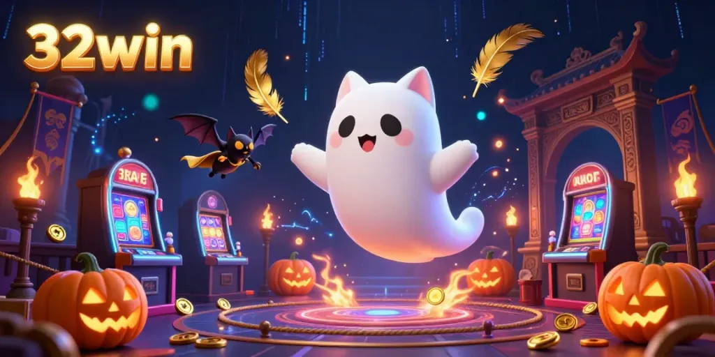 Experience thrilling gameplay with 32win's animated casino scene featuring vibrant characters and dynamic gaming elements.