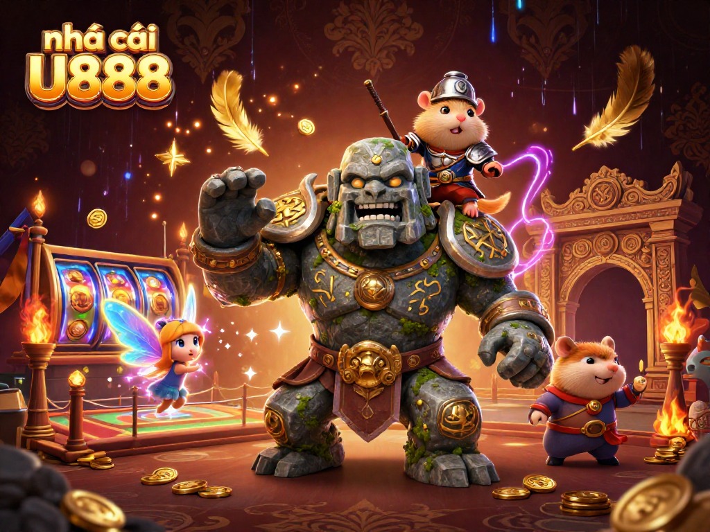 Place bets and experience the thrill of nhà cái U888 in this vibrant 3D casino scene.