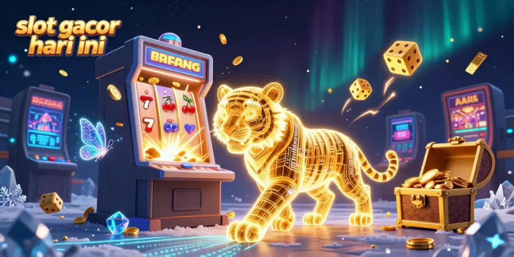 Engaging slot gacor hari ini scene with a neon tiger and dynamic casino elements bursting with excitement.