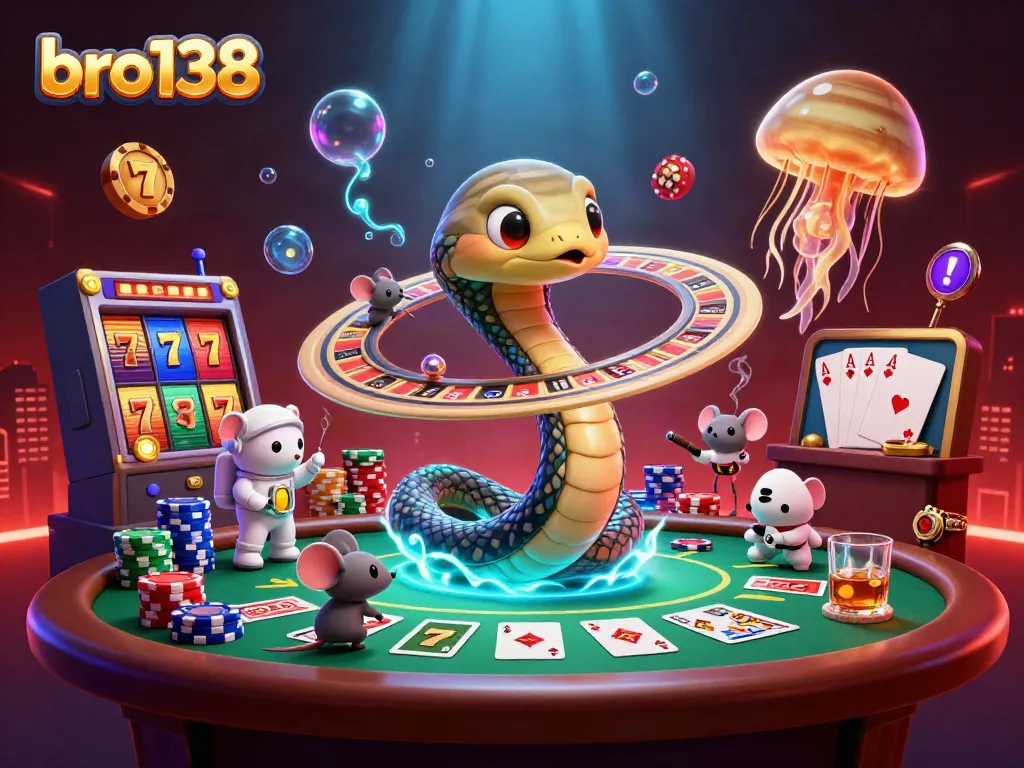 Experience thrilling gameplay at bro138 with slot reels, cosmic casino elements, and vibrant 3D art.