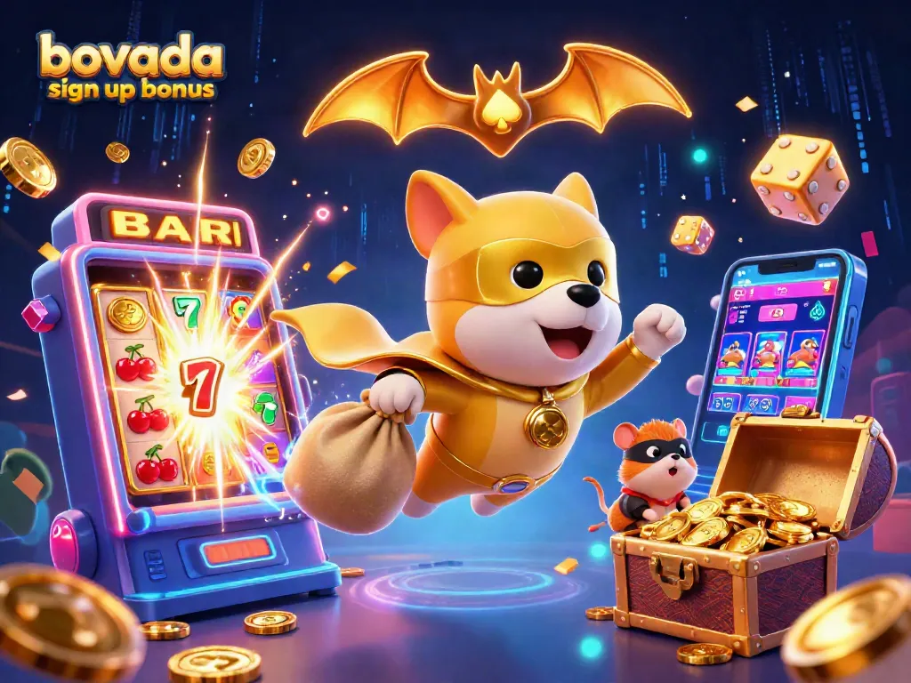 Claim the Bovada sign up bonus with exciting rewards depicted in this dynamic casino illustration.