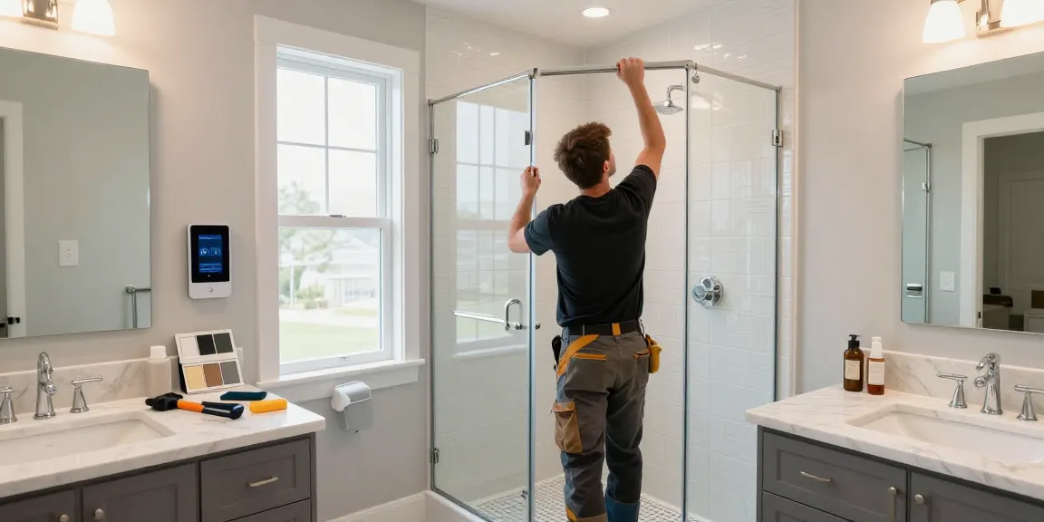 Kirkland bathroom remodeling contractor demonstrating high-quality installations in a modern bathroom setting.