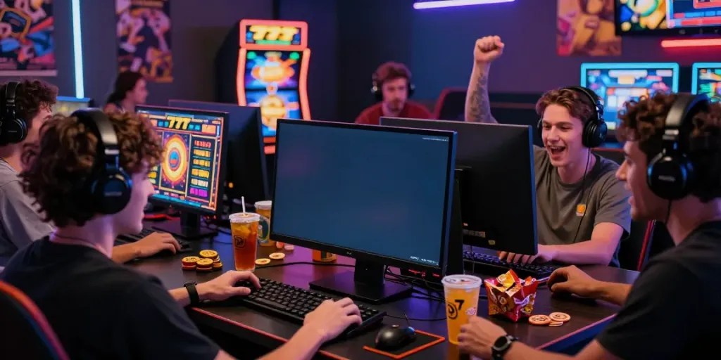 Exciting scene of players enjoying slot777 online with vibrant graphics and engaging atmosphere.