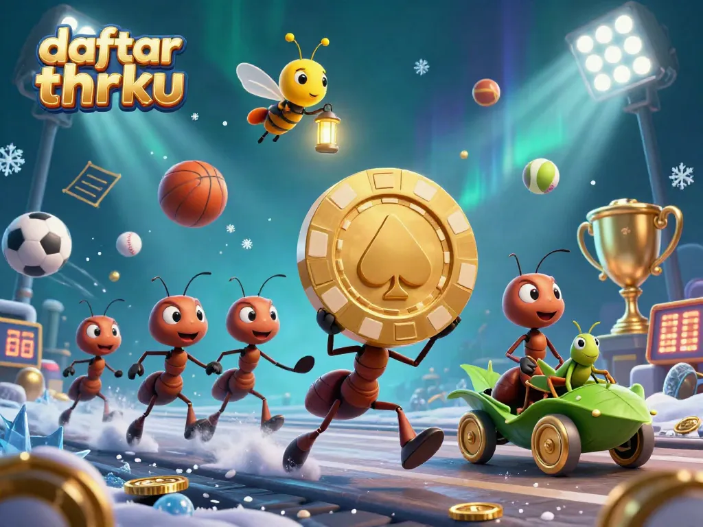 Join the heist with daftar thrku as ants race with a giant poker chip amidst dynamic casino elements.