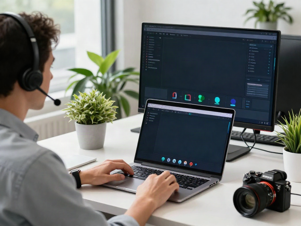 Deepfake protected Online Video Calls setup with secure digital interface and professional communication tools.