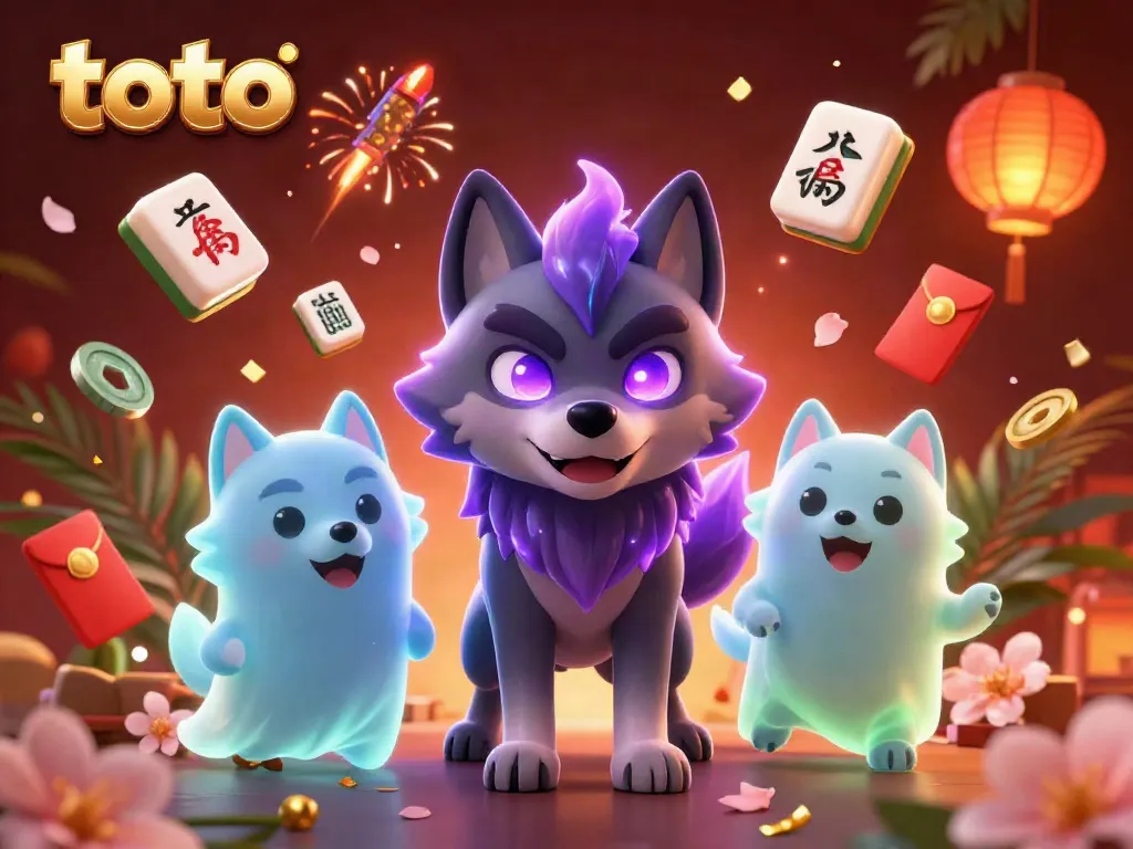Engage in thrilling gameplay with toto, featuring a pack of spectral wolves and floating symbols of luck.