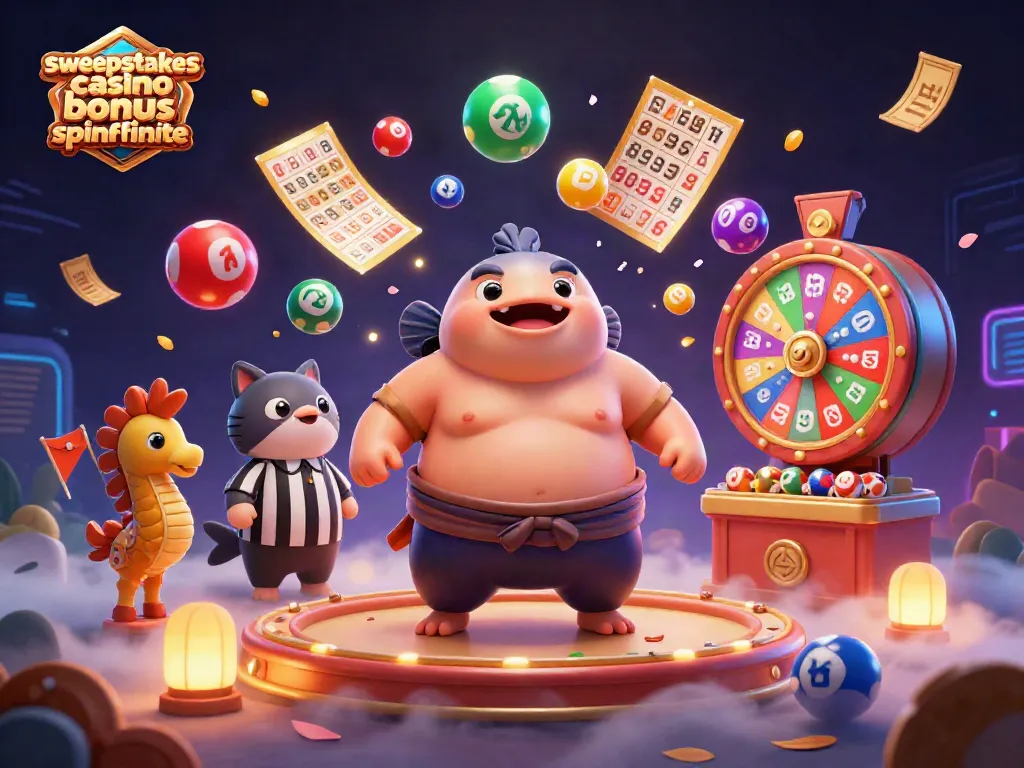 Experience the excitement of sweepstakes casino bonus spinfinite with colorful elements and lively characters.