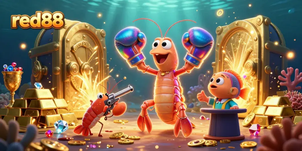 Experience thrilling wins with red88 featuring vibrant casino elements and energetic sea creatures.