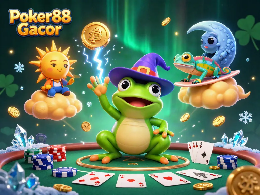 Experience thrilling Poker88 Gacor action with dynamic characters and vibrant casino elements.