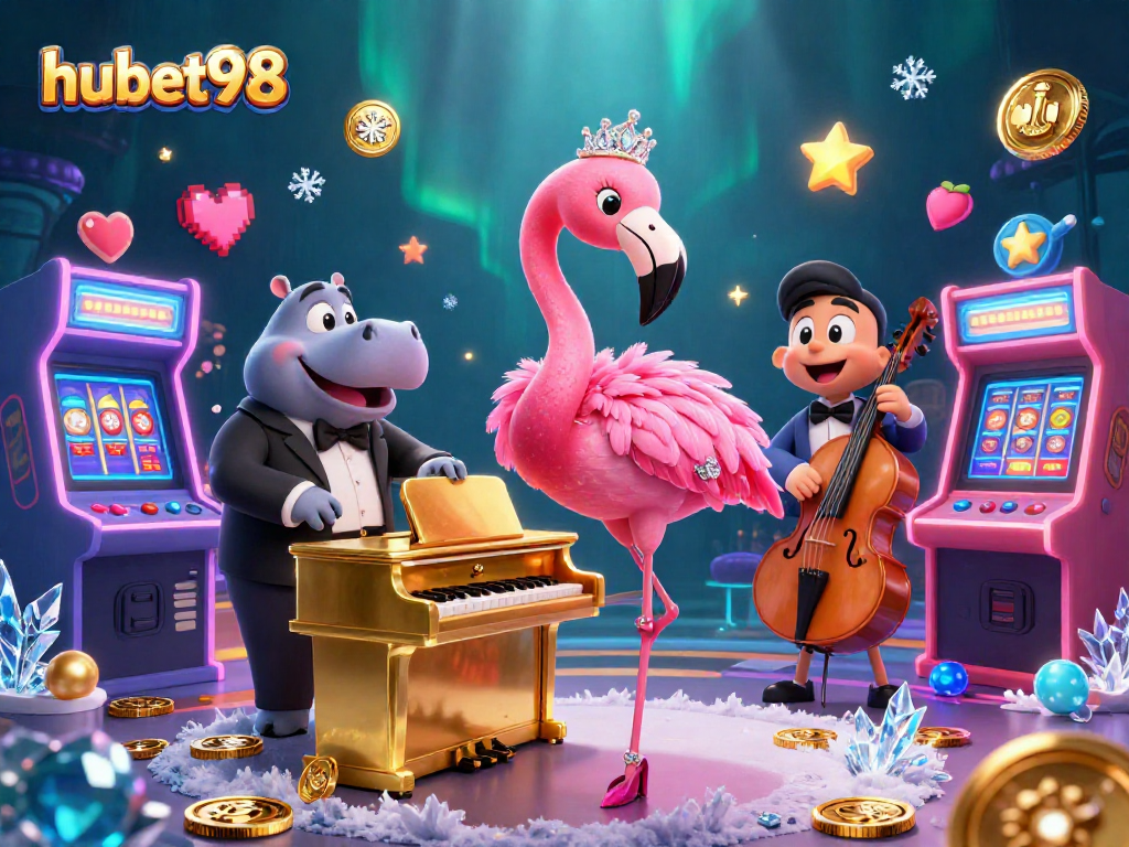 Experience the vibrant casino atmosphere of hubet98 with engaging characters and dynamic gaming elements.