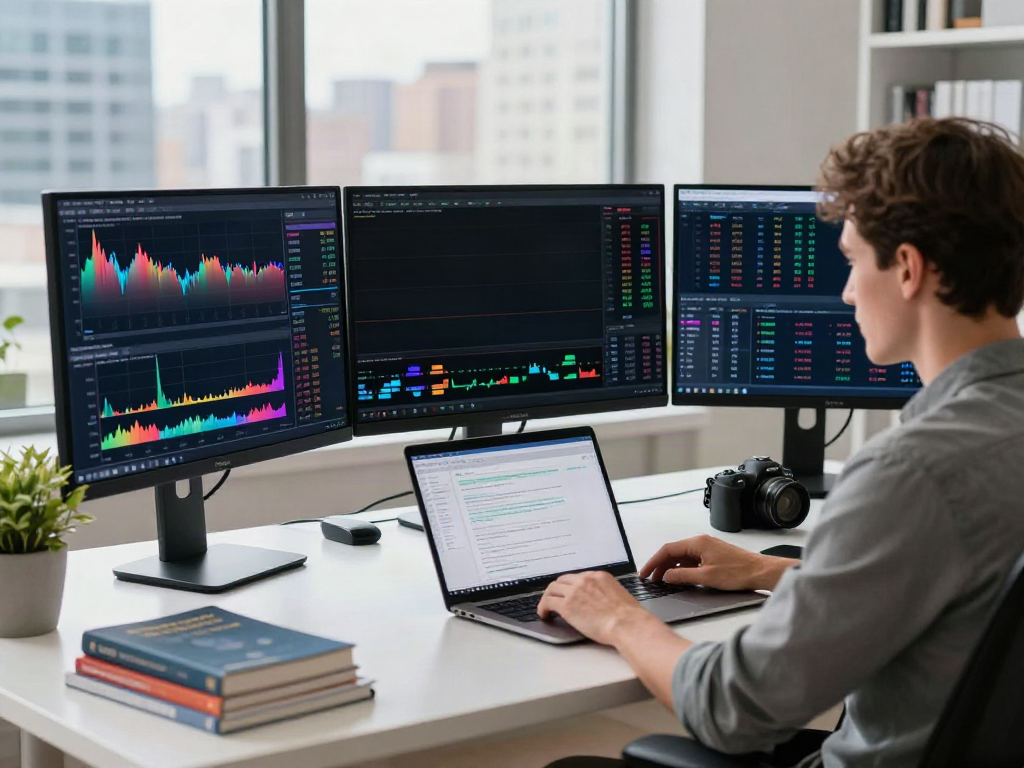 Traders using TradingView charts and tools in a modern office.