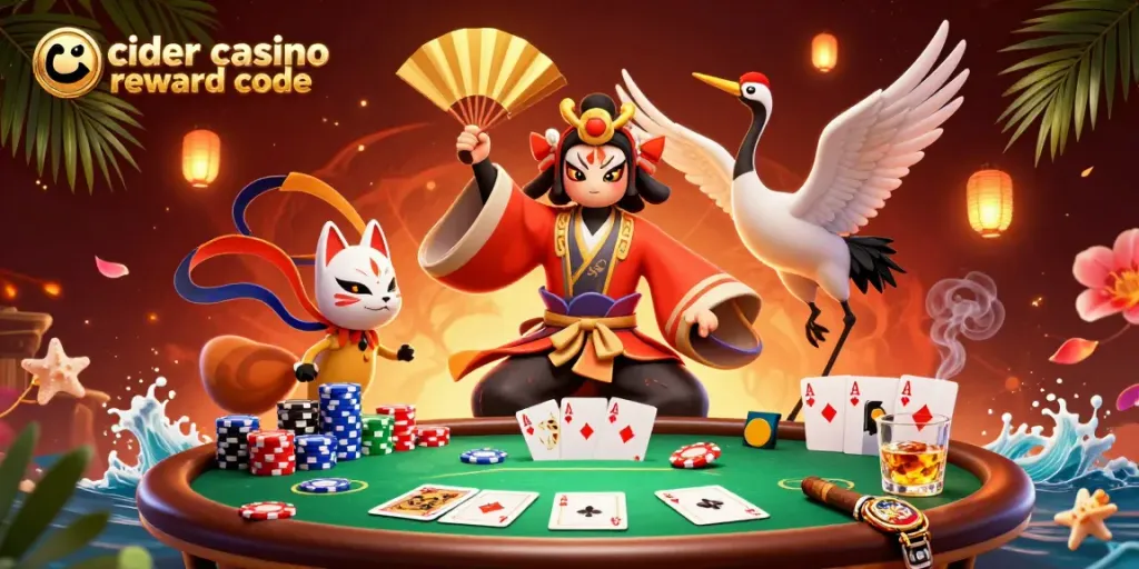 Claim your cider casino reward code for exciting bonuses and gameplay in a vibrant casino scene.