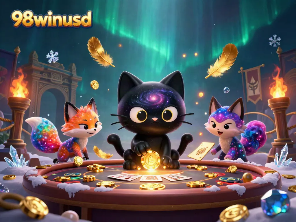 Experience the thrill of 98winusd with cosmic characters in a vibrant casino atmosphere.