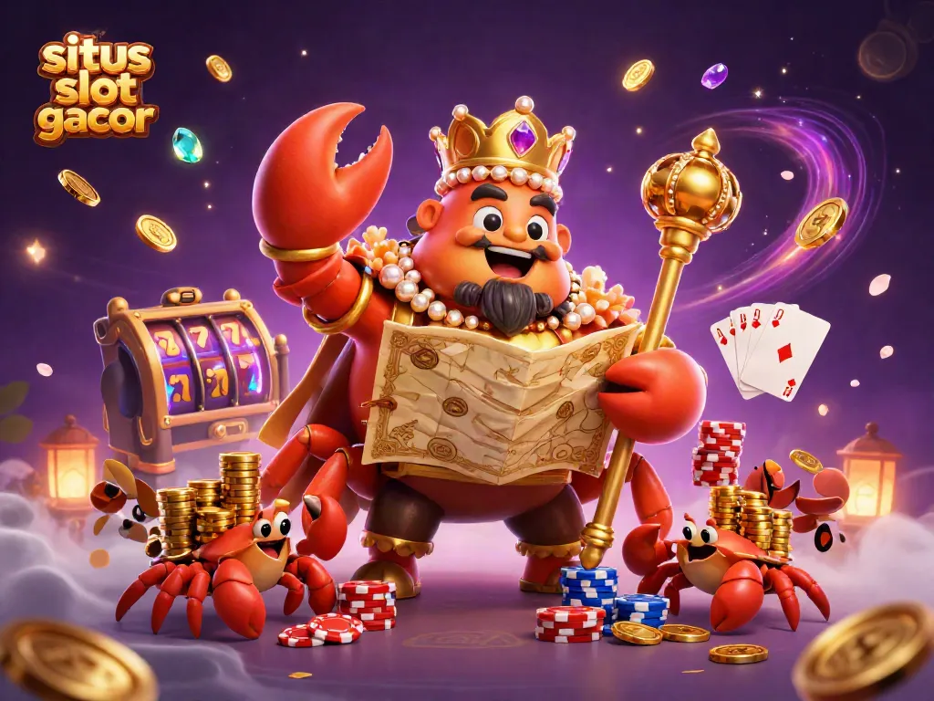 Experience the excitement of situs slot gacor with a 3D illustration showcasing vibrant slot machines and golden treasures.