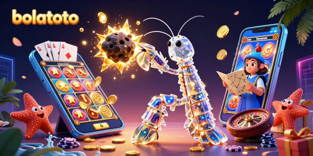 Engage with bolatoto's vibrant 3D illustration featuring a galactic mantis shrimp in action.