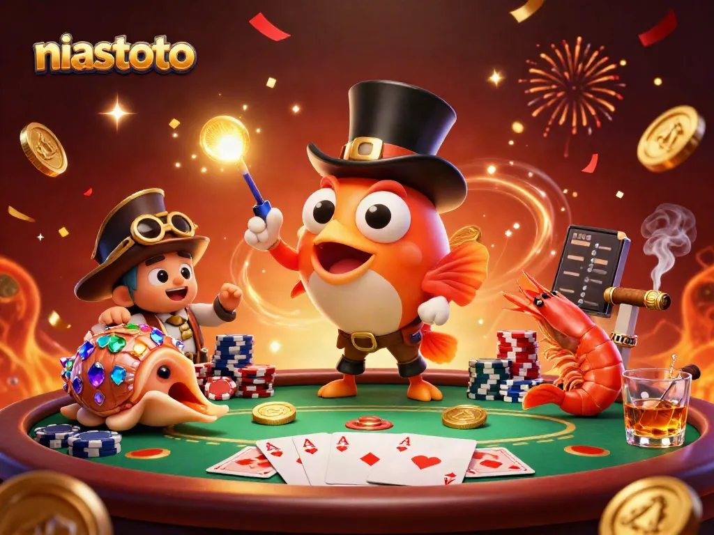 Engage with niastoto's dynamic 3D scene of a deep-sea anglerfish attracting winnings in a vibrant casino backdrop.