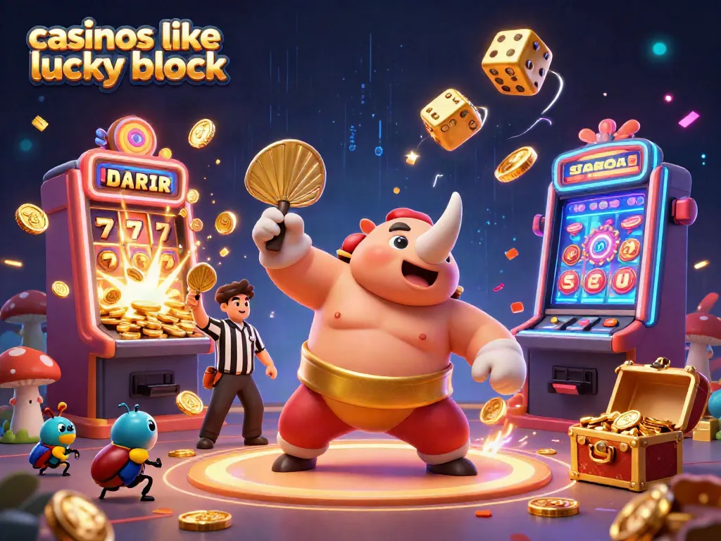 Experience the thrill of casinos like lucky block with an epic showdown featuring cartoon characters in a dynamic casino setting.