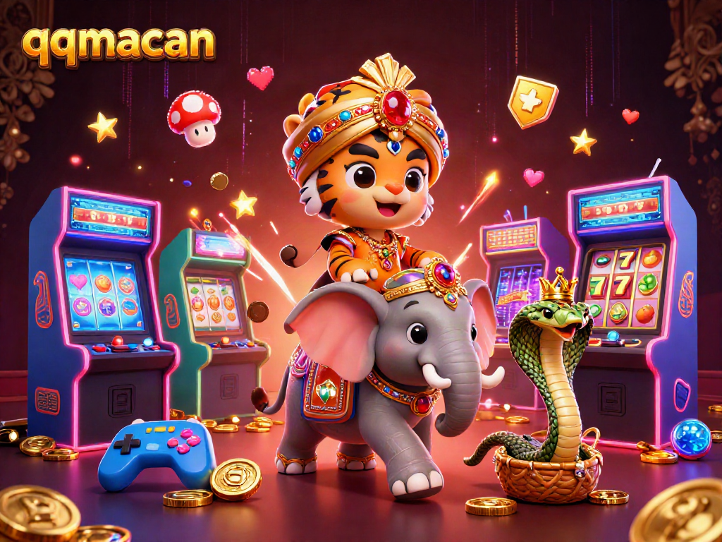 Engage in thrilling gameplay as qqmacan showcases a vibrant casino scene with unique characters and game elements.