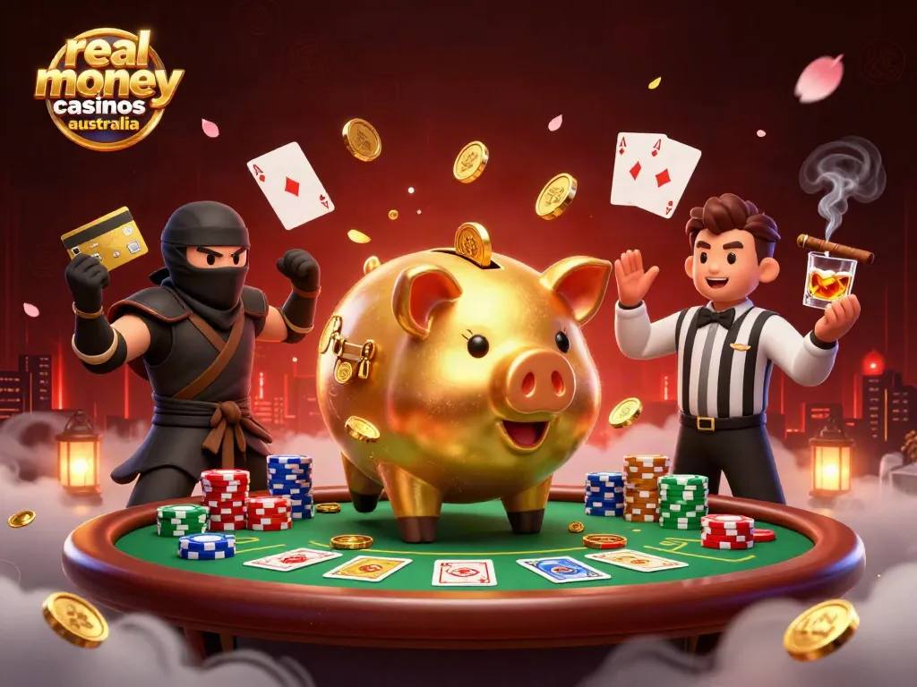 Experience thrilling action at real money casinos Australia with dynamic 3D characters engaging in a poker game.
