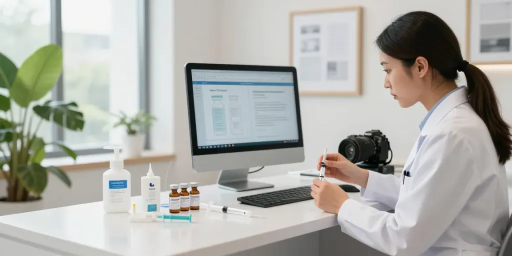 Lipo-C peptide for sale displayed in a modern wellness clinic, featuring healthcare professional preparing injections.